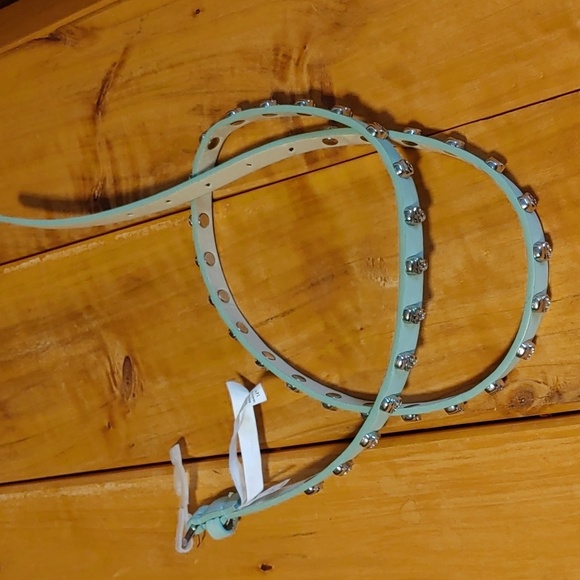 🌻NWT Light Green Silver Skull Belt Size Large - Picture 3 of 8